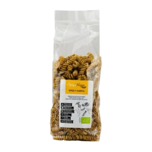 Pasta artesanal ecológica fusilli cúrcuma