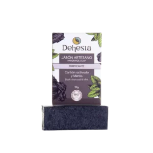 jabón artesanal purificante con carbón activado y menta