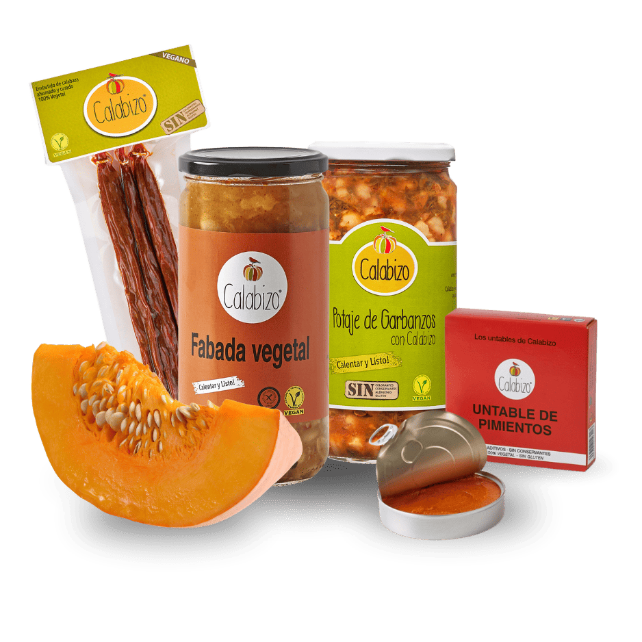 Redescubre la tradición con la gama a base de calabaza ecológica: chorizo vegetal, fabada, potajes y untables. Ligeros, ahumados y listos en 5 minutos.