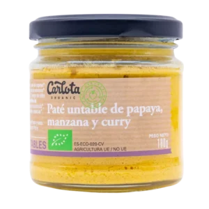 untable vegetal de papaya, manzana y curry carlota organic